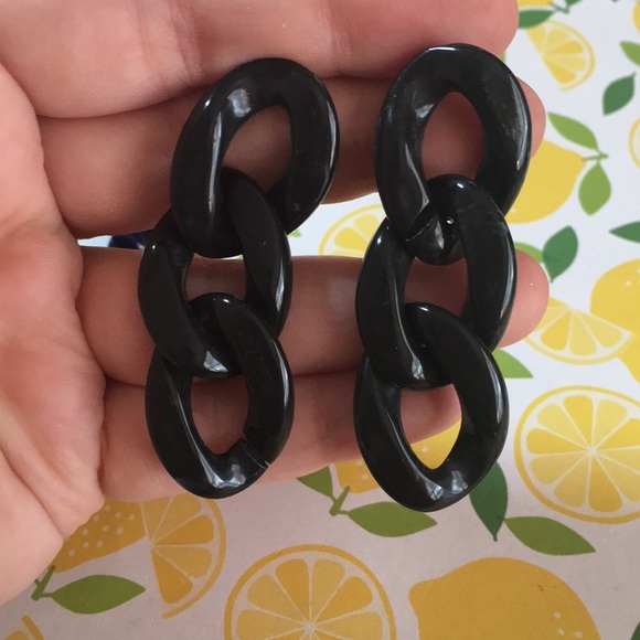 🍊 NWT Acrylic Stone Chain Resin Drop Earrings - Picture 6 of 13